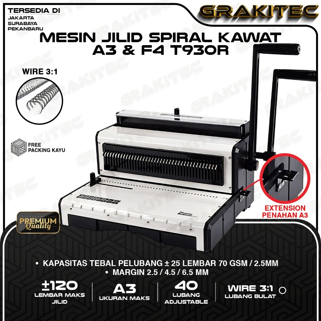 

Mesin Jilid Spiral Kawat F4 & A3 T930R Lubang Bulat 3:1 Pum Grakitec Bisa Untuk Kalender Buku Dan