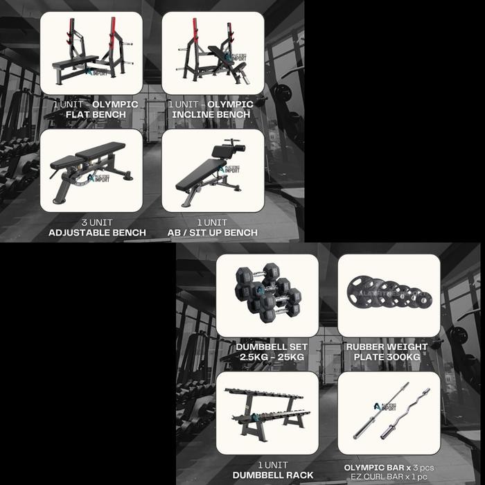 Paket Alat Gym Fitness Center Flex Dhz Fitnes Equipment Import