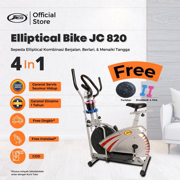 DISKON Jaco Sepeda Olahraga Statis Dumbbell Eliptical Bike JC 820