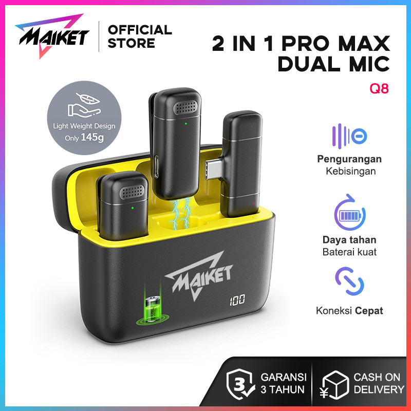 NEW PRODUCT MAIKET K6 MIC WIRELESS CLIP ON MIKROFON BLUETOOTH NIRKABEL LAVALIER DUAL MIC PORTABLE