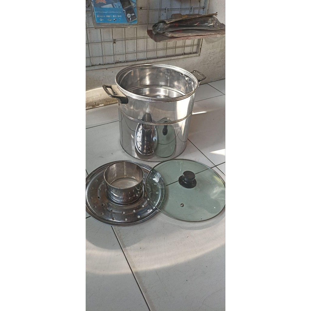 Kenanganpawon Dandang Bakso 28Cm Panci Dandang Stainless Steel Plus Tutup Kaca