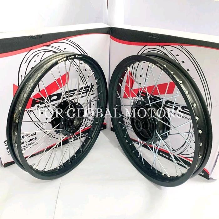 VELG KHARISMA SUPRA FIT NEW SUPRA X 125 SEPASANG RING 17 TROMOL HITAM Motorcycle
