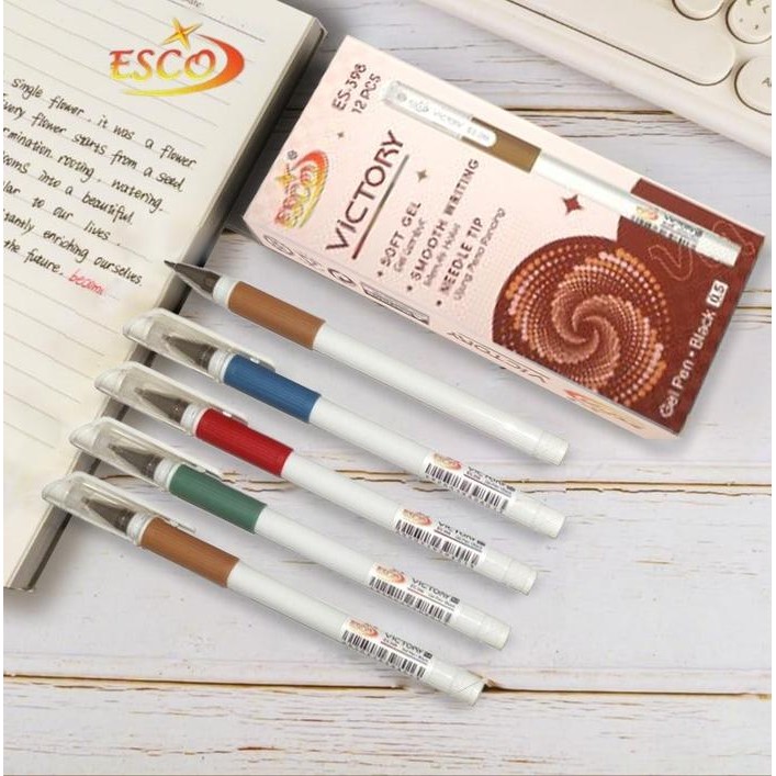 

ID PULPEN GEL 0.5 MM GELPEN ESCO VICTORY ISI 12 PCS TINTA HITAM