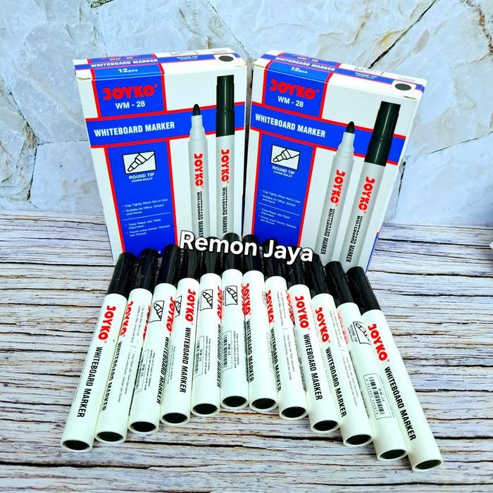 

ID [ISI 12 PCS] JOYKO WHITEBOARD MARKER WM-28 WM-29 WM-30 HITAM BIRU MERAH / SPIDOL PAPAN TULIS
