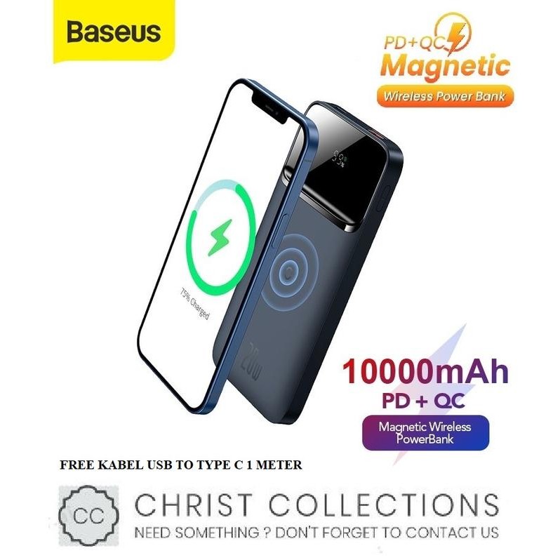 Baseus Powerbank Wireless Magnetic Magsafe Fast Charge Iphone 12 20W