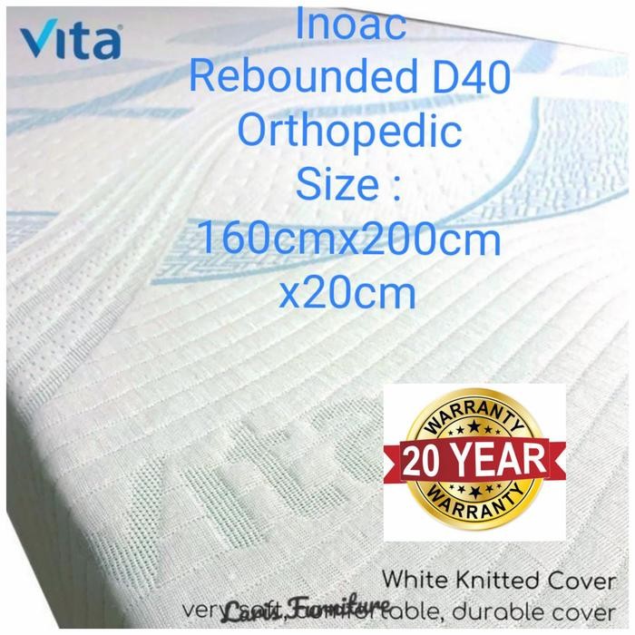Kasur Busa Inoac Rebonded Vita ukuran 160x200x20 D40 Garansi 20 tahun
