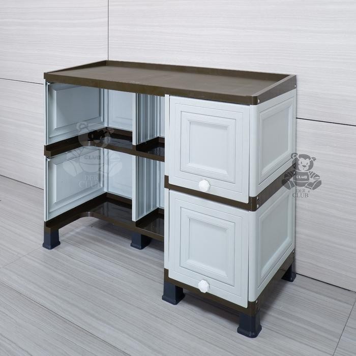 CLUB Paket Meja Kantor SOHO-1 / Lemari Cabinet + Meja Belajar Plastik