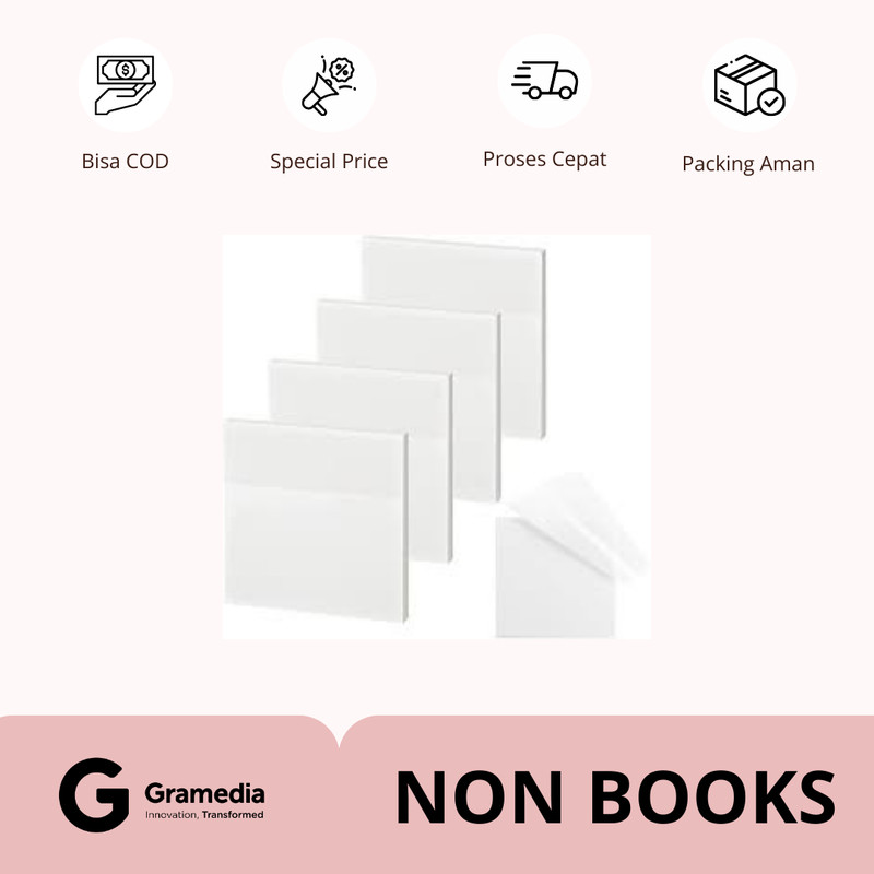 

Gramedia Supratman | Office-P Sticky Note Transparent 3X3` White 50Sht | Produk Original Gramedia
