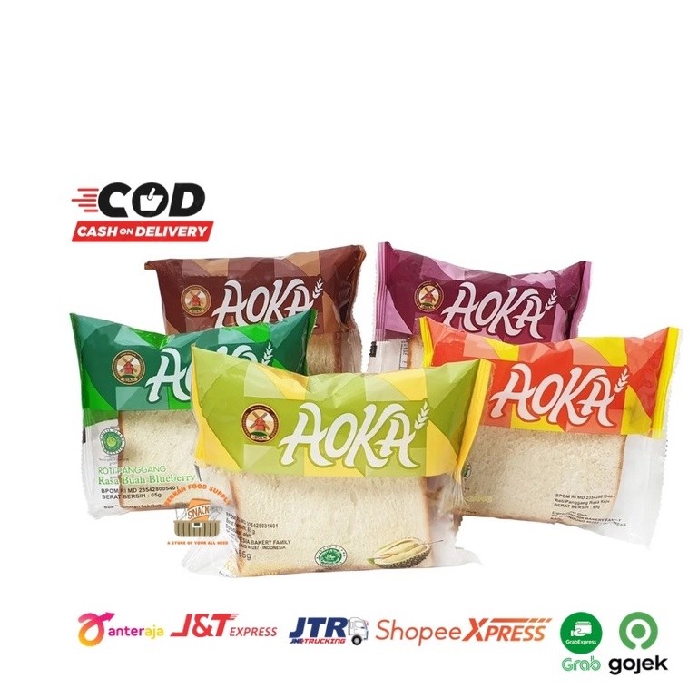 

( BERKAH ) AOKA roti panggang roti gulung all varian rasa coklat vanila strawberry keju Durian nanas blueberry