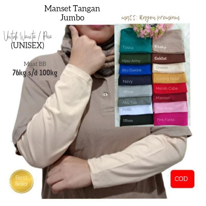 Elhijab- Hatishopy Manset Tangan Jumbo Handstock Unisex Wanita Pria Bahan Kaos Rayon Super Adem