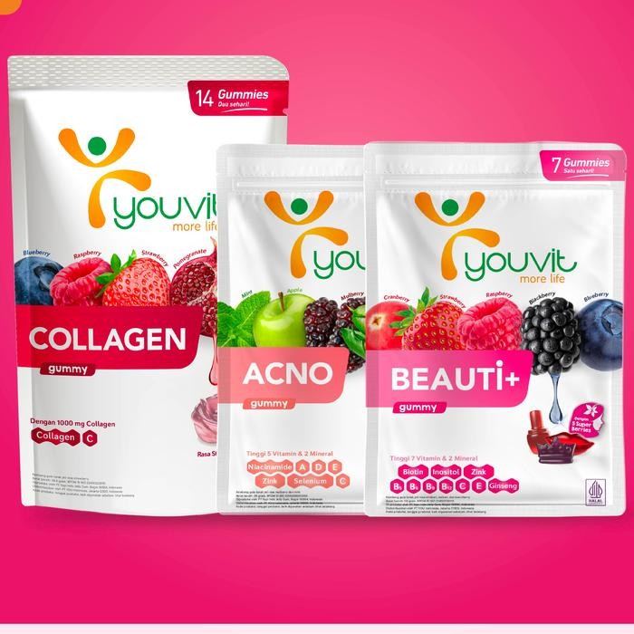 Youvit Beauty Trio (Paket Glow Up) - Youvit Collagen, Acno & Beauti+ 7 Hari