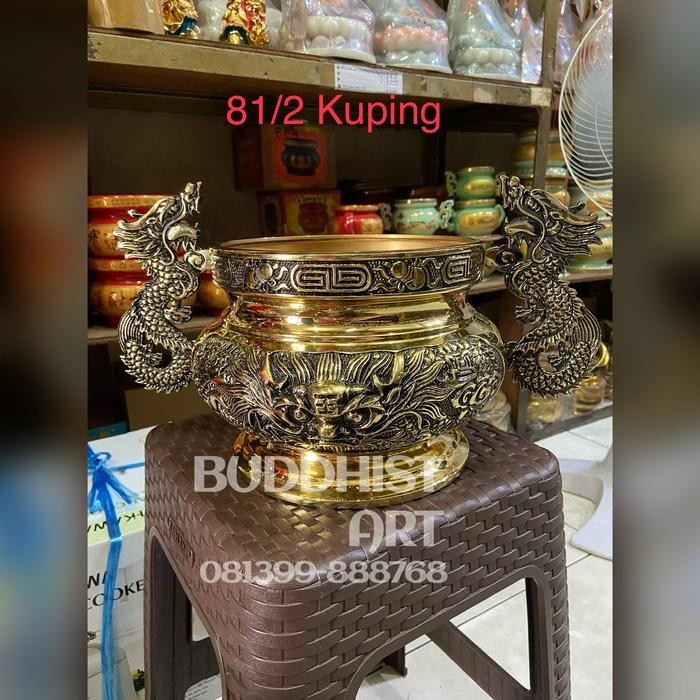 Hiulo hiolo hio lo kuningan tempat dupa taiwan 81/2 inch kuping naga