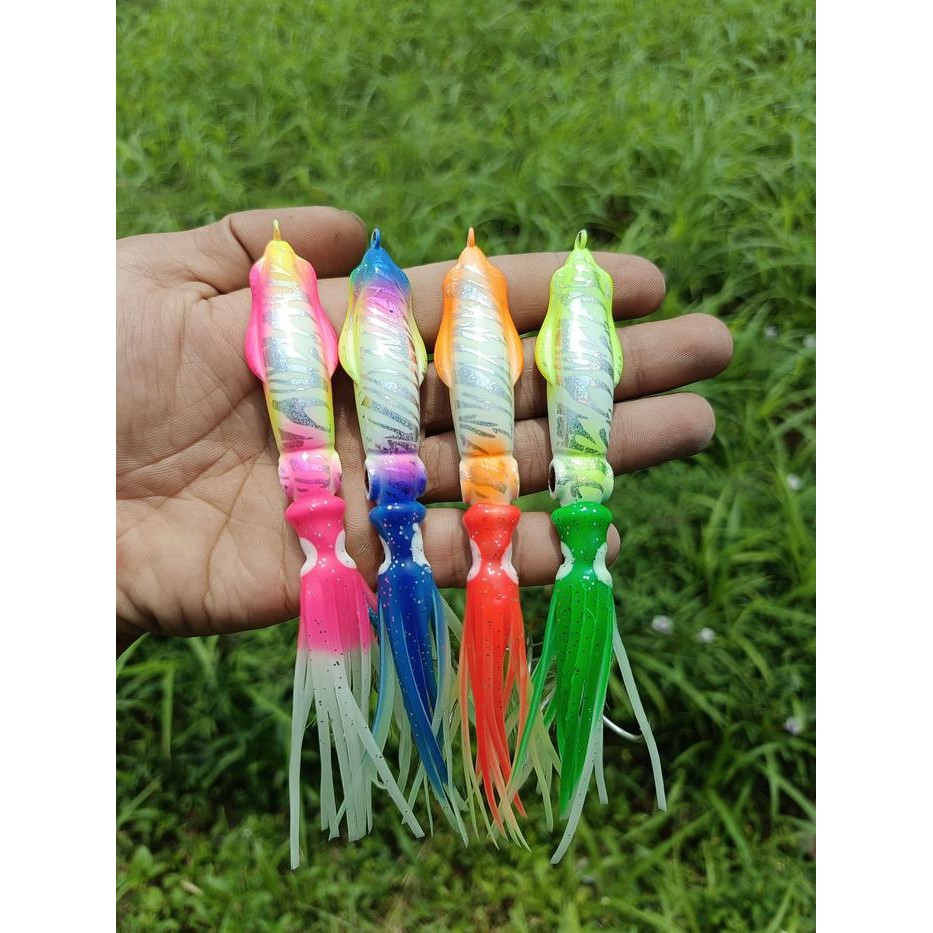 Metal Jig Cumi 40Gr Umpan Pancing Menyala Dalam Gelap Untuk Memancing Jigging Termasuk Kail Assist