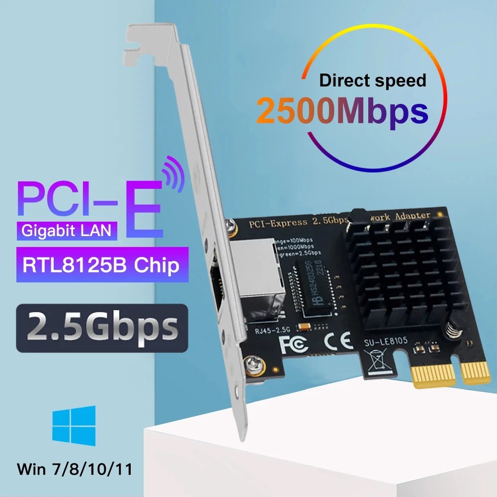 2.5G PICE To RJ45 Network Card RTL8125B chip 2500Mbps RJ45 PCI Express Converter Lan Ethernet Gigabi