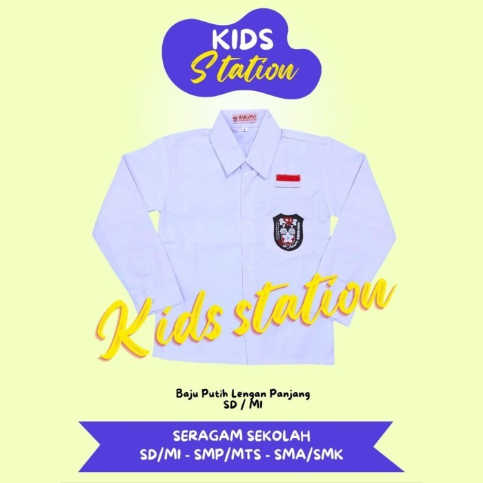 baju seragam sekolah sd warna putih lengan panjang jumbo big size [kualitas terbaik]