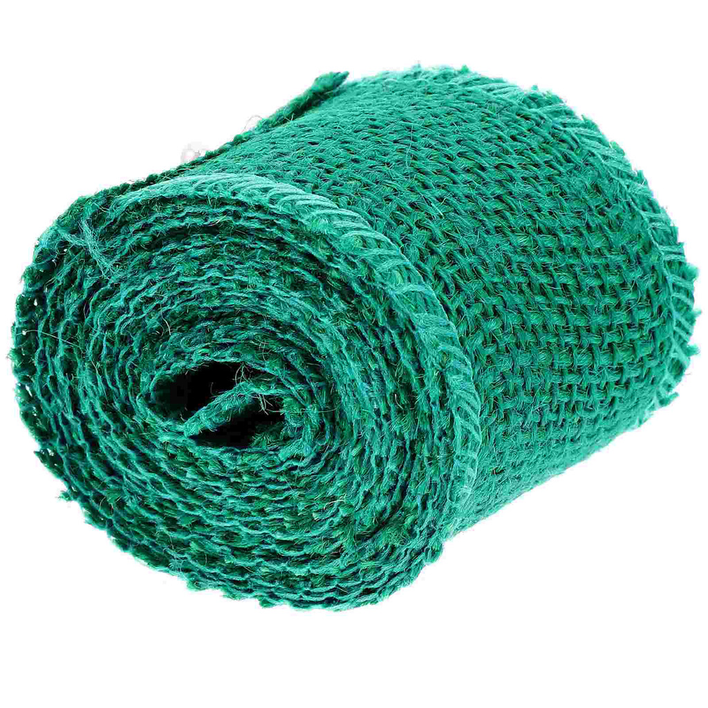 2M Jute Burlap Ribbon Roll for Christmas Decoration (Green) Green burlap ribbon Jute burlap roll Bur