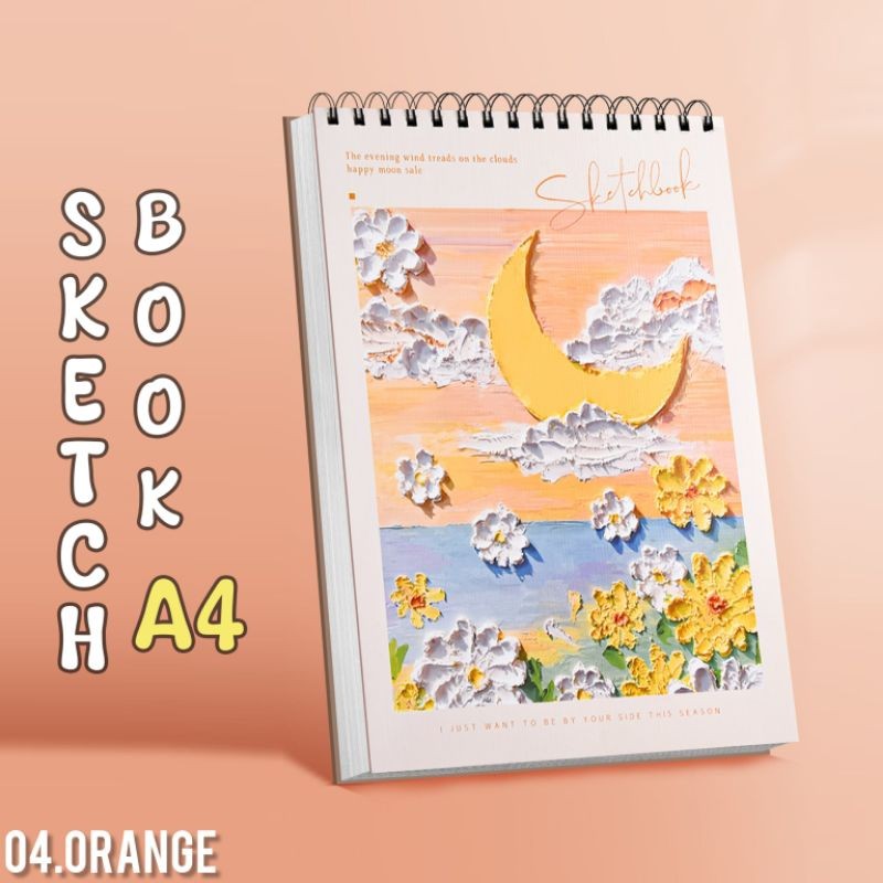 

PAKET 4 PCS Sketcook A4 Buku Gambar A4 Buku Sketsa Vertikal Jilid Spiral 45 Lembar motif art 3D