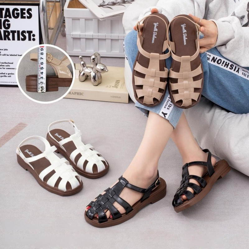 Sandal Wanita Heels Karet SISTA Amore 266 Glosy Elegan, Tali Bela, Empuk Balance Sepatu Sandal Cewek