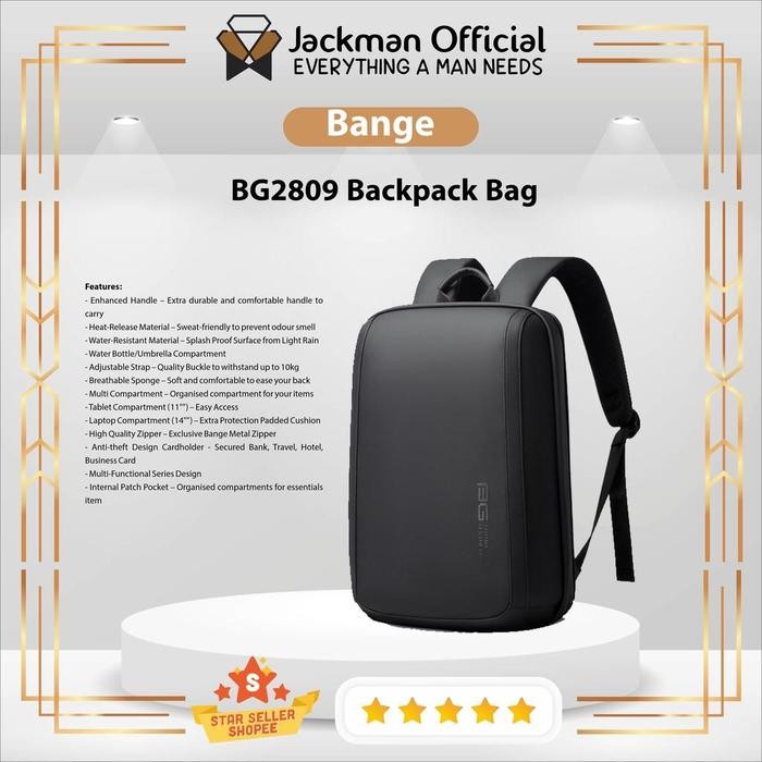 BANGE BG2809 Backpack Bag - Tas Ransel Laptop Pria 14 Inch