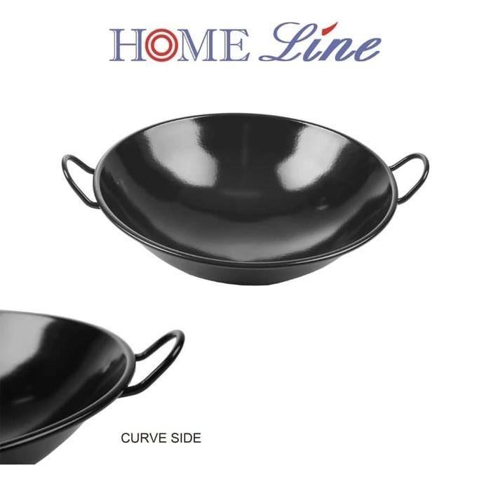HOMELINE KUALI BAJA / ENAMEL HITAM 40 cm / 40cm wok wajan anti lengket