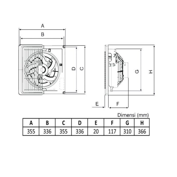 Exhaust Fan KDK 25 TGQ 10" Ceiling Fan KDK Plafon KDK 25TGQ Hexos Fan
