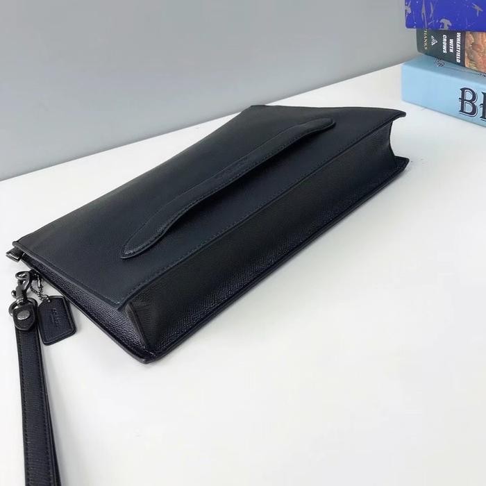 CLUTCH PRIA STRUCTURED POUCH CROSSGRAIN LEATHER BLACK 68154