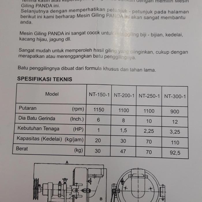 Mesin Giling Tahu Panda 8" Nt-200