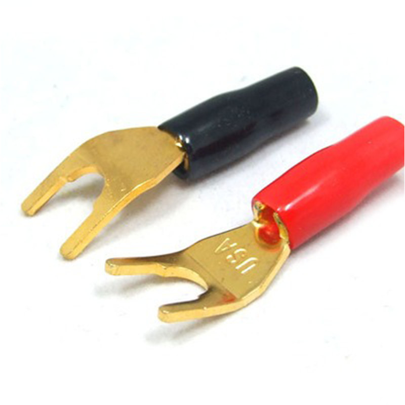 20/100Pcs Y U Shape Spade Banana Plug Gold Plated Fork Banana Plug Jack Plug Solderless Speaker Cabl