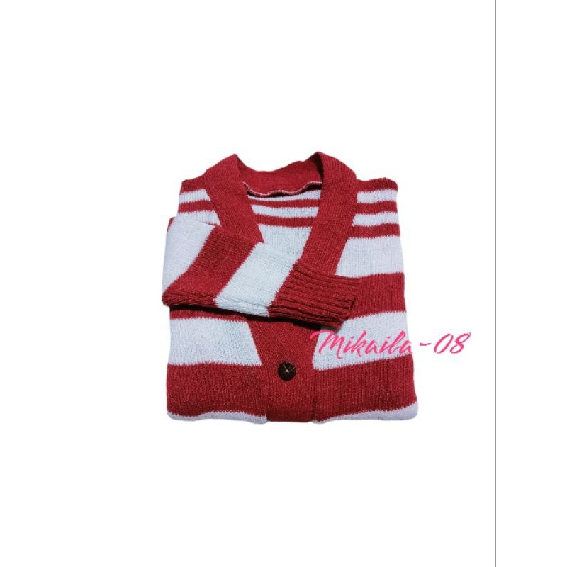 Cardigan Rajut Motif Salur Sweater Kancing 1-3Thn Kardi Anak Unisex