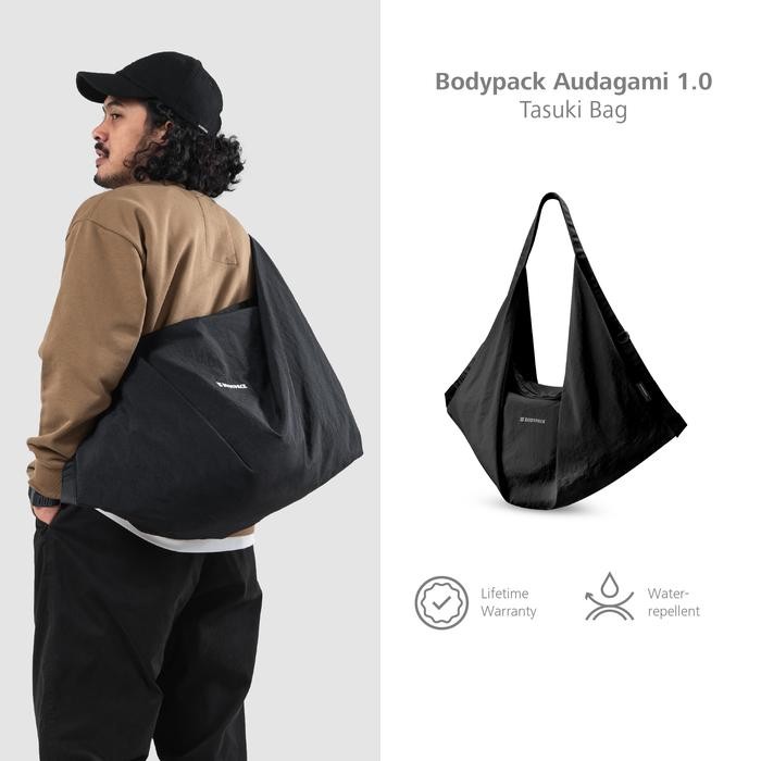 ASLI Bodypack Audagami 1.0 Tasuki Bag Tas Selempang Travel Kerja Kuliah Ringan Stylish - Hitam READY