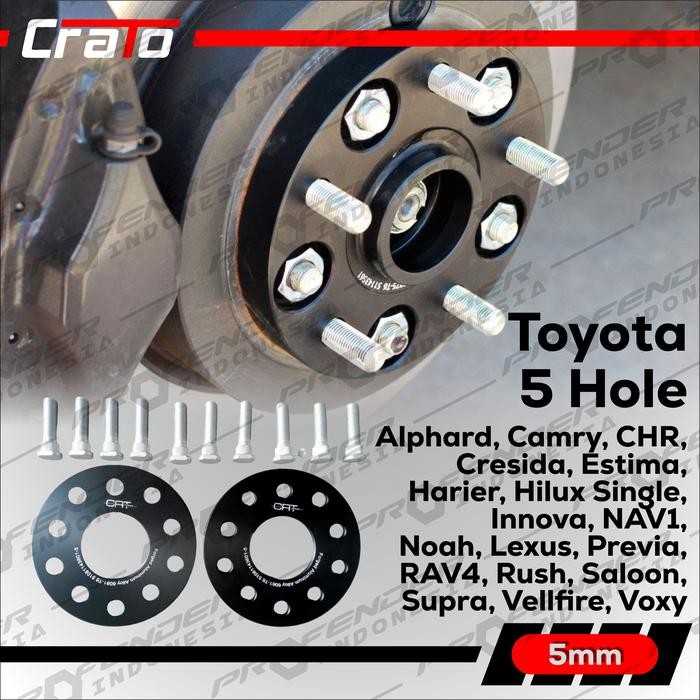 Wheel Adaptor Velg Spacer Aluminium - 5 Hole - Toyota - 5-114.3-60.1 5mm 10mm 15mm 20mm 25mm 30mm -