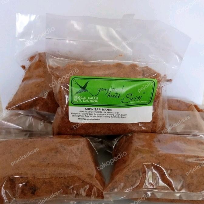 

terbaru !!! sriti abon sapi manis (hijau) 200gr ready