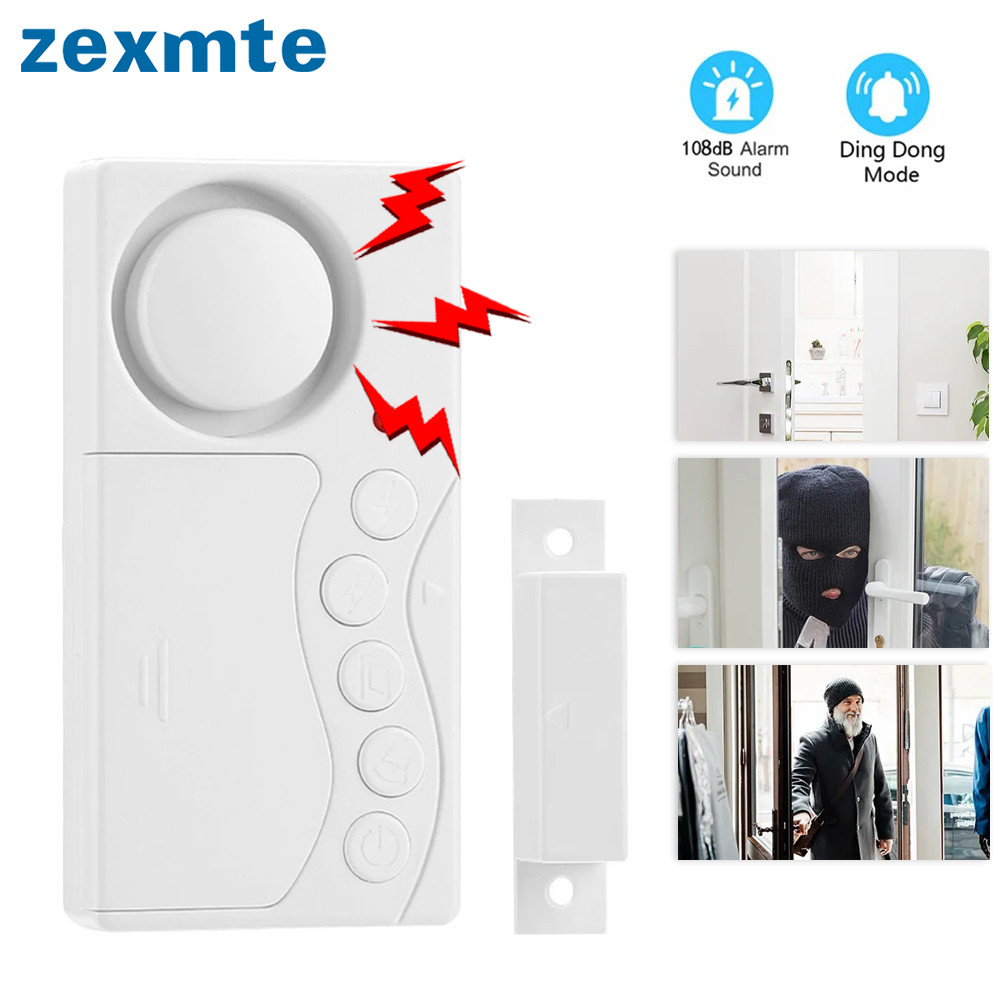 Zexmte Door Window Security Alarm Wireless Time Delay Door Opening Sensor Anti-Theft Smart Home