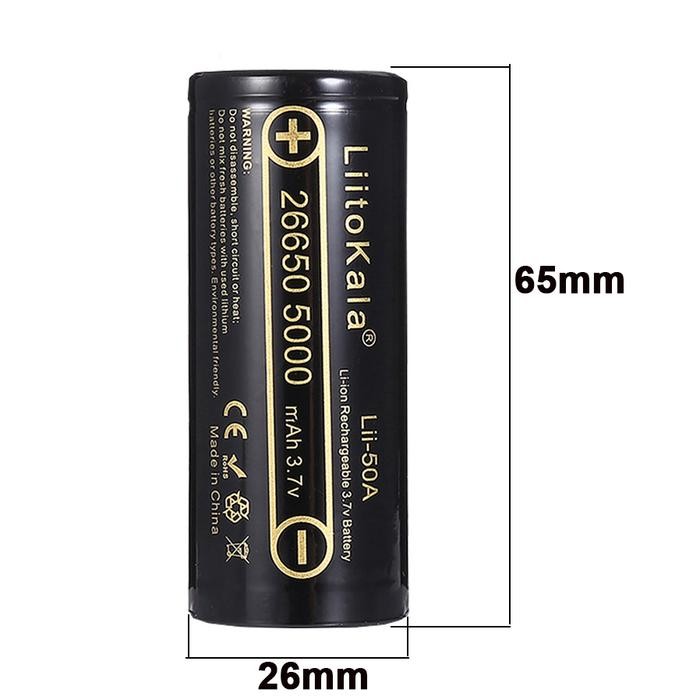 Liitokala Lii-50A Baterai 26650 5000Mah 20A Authentic Li-Ion