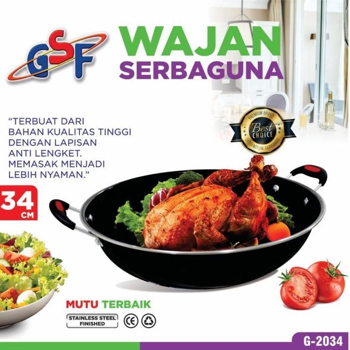 Wajan Enamel anti Lengket 34cm Kuali GSF 2034 AXLO 634 Wajan Kuping