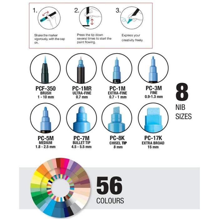 

Uni Posca Paint Marker Pc-7M Large Bullet Polyester Tip #Gratisongkir