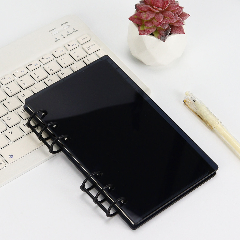 

A6 Simple Black Acrylic Loose Leaf Binder Cover Diy Account Book Journal Planner Office Stationery