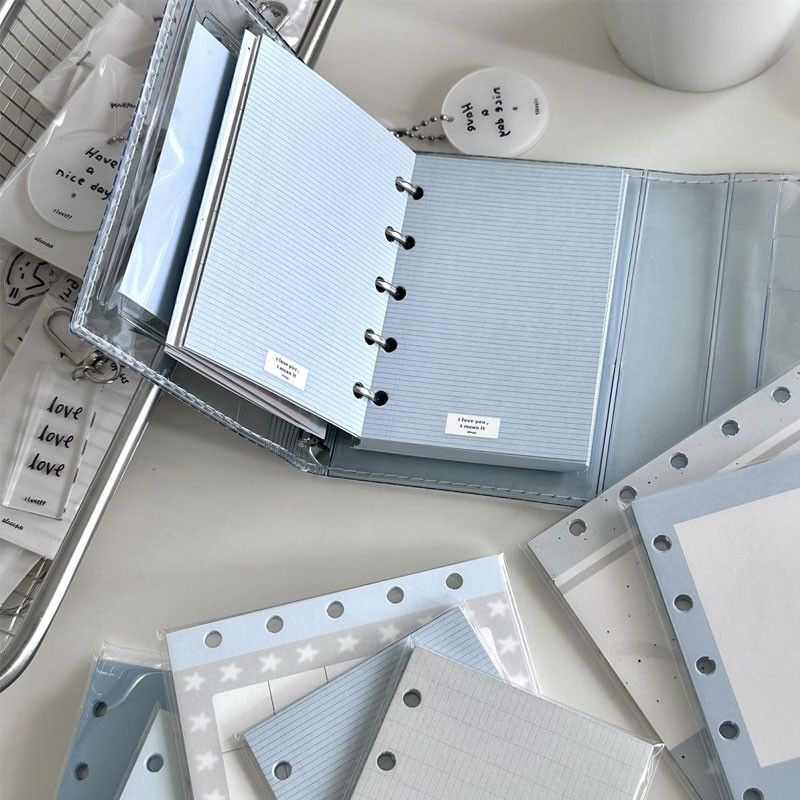 

M5 30Sheets Colorful Loose Leaf Notebook 5 Holes Refill Inner Page Planner To Do Line Inside Paper