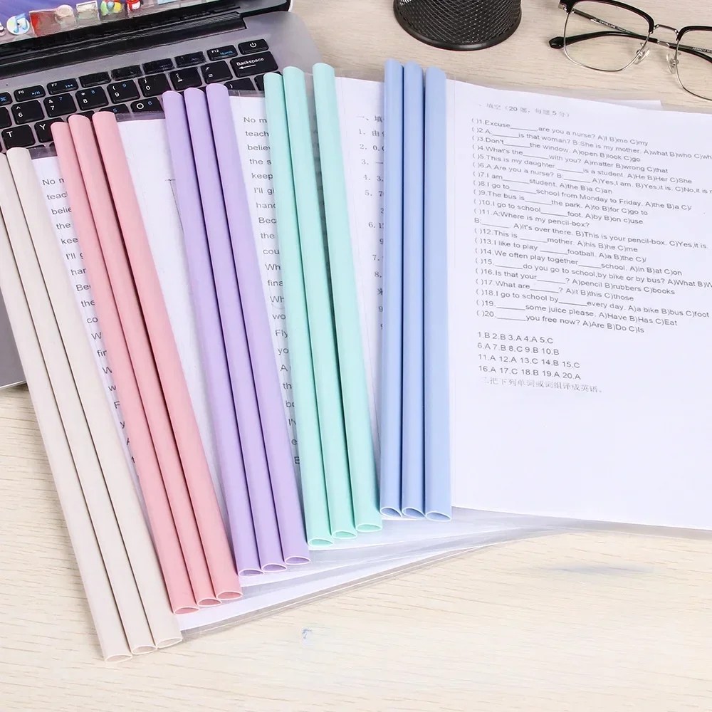 

10Pcs 22.5X30.5Cm A4 Transparent Document Sliding Bar File Folder Report Cover Spine Bar For School
