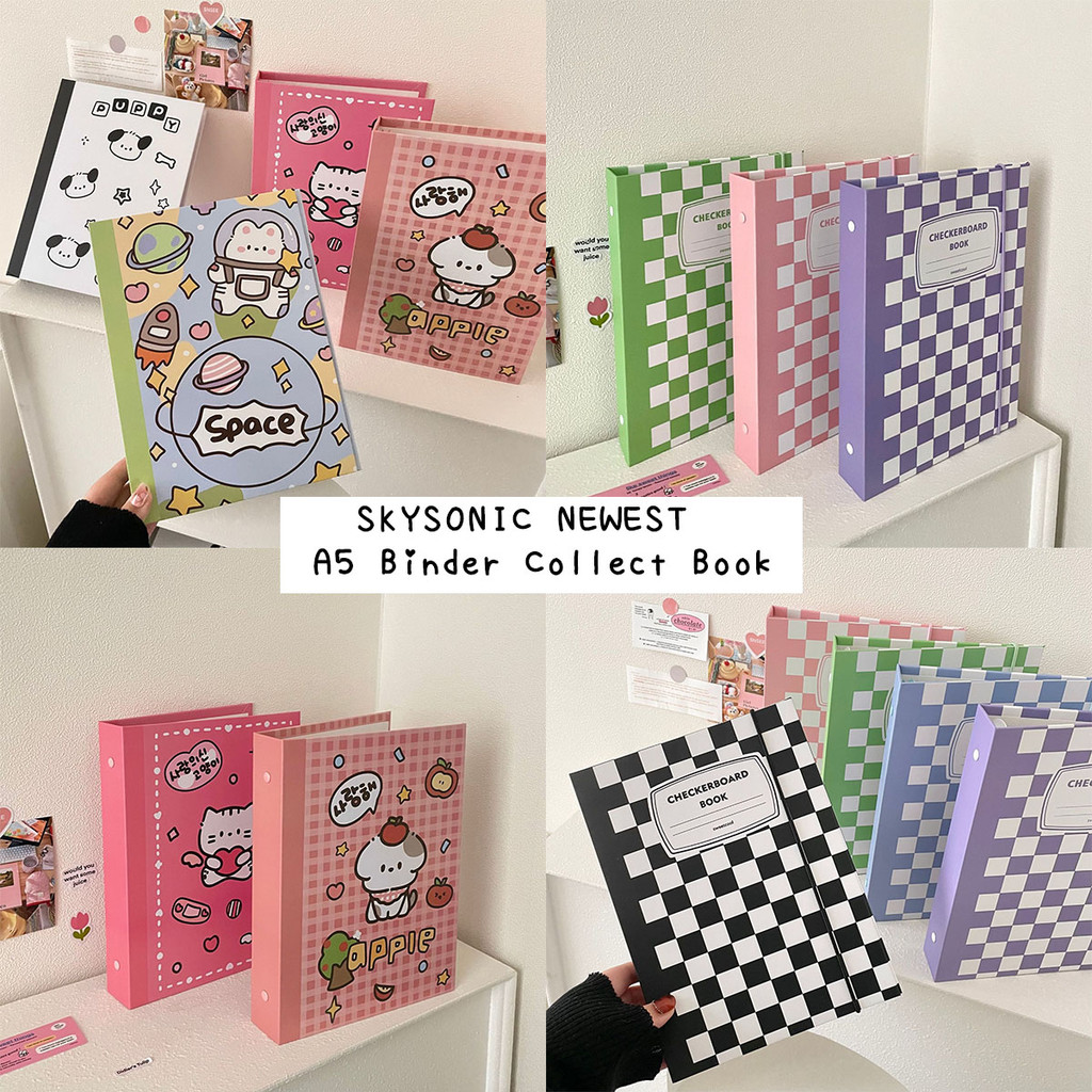 

Skysonic New A5 Binder Collect Book Photo Album Agenda Kawaii Gird Cover Postcards Ring Organizer
