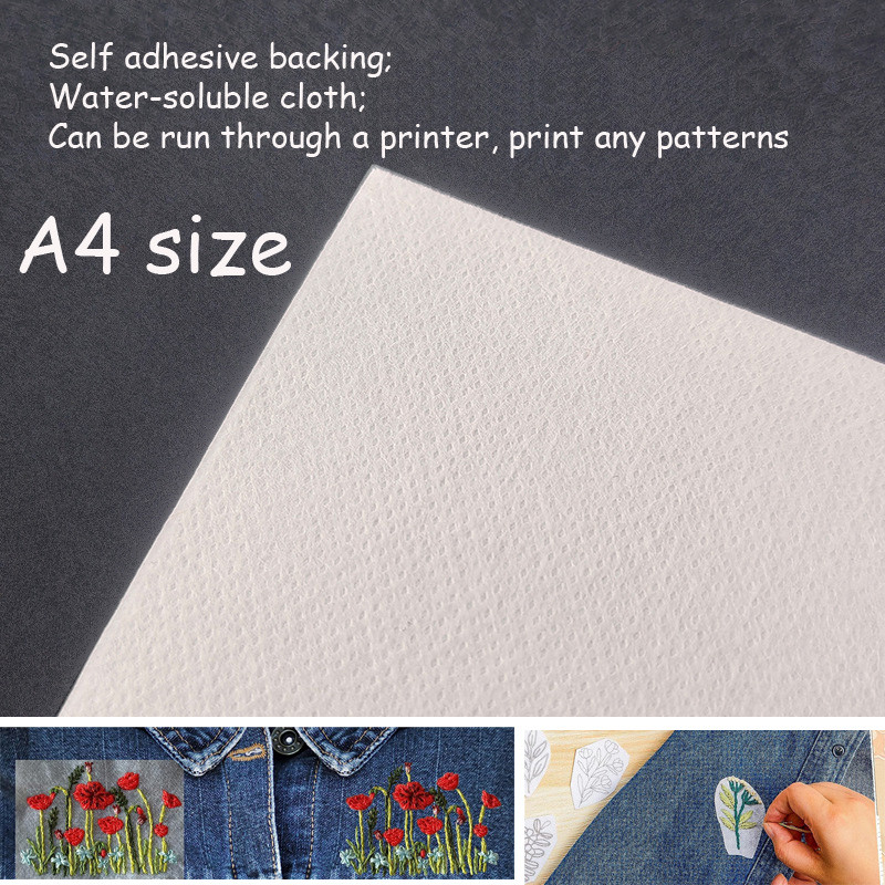 

A4 Custom Printing Printable Water Soluble Adhesive Stabilizer Sticker For Embroidery With Peel-Off