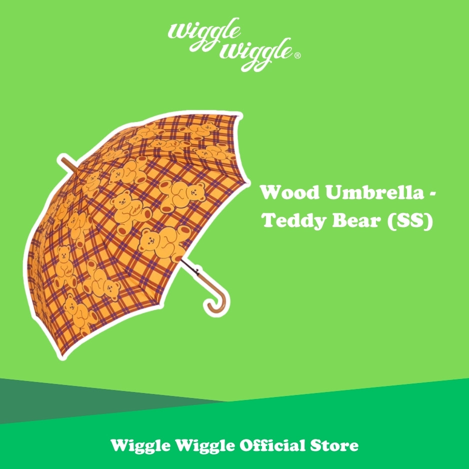 Wiggle Wiggle Wood Umbrella - Teddy Bear (SS) Payung Motif Cantik Korea