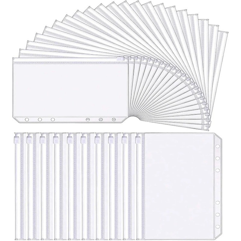 

Pvc Cash Budget Envelopes Loose Leaf Bag 6-Hole Zipper Binder Pockets Waterproof For Binder Notebook