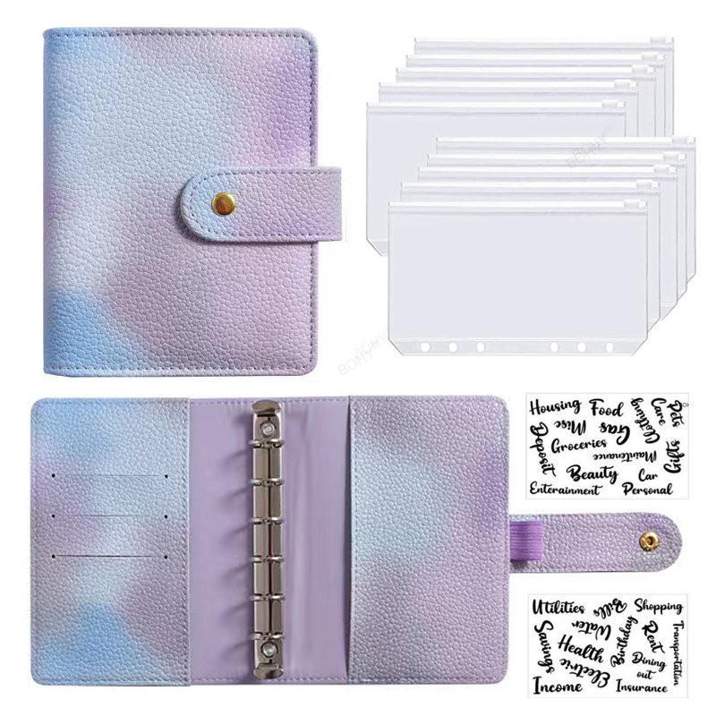 

A7 Pu Leather Budget Binder Notebook Financial Management Planner Organizer Zipper Cash Envelopes
