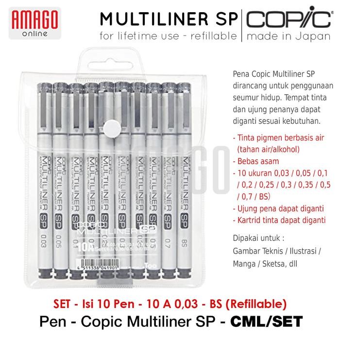 

Copic Multiliner Sp - Set 10A 0.03-Bs - 10 Pcs - Refillable - Cml/Set #Gratisongkir