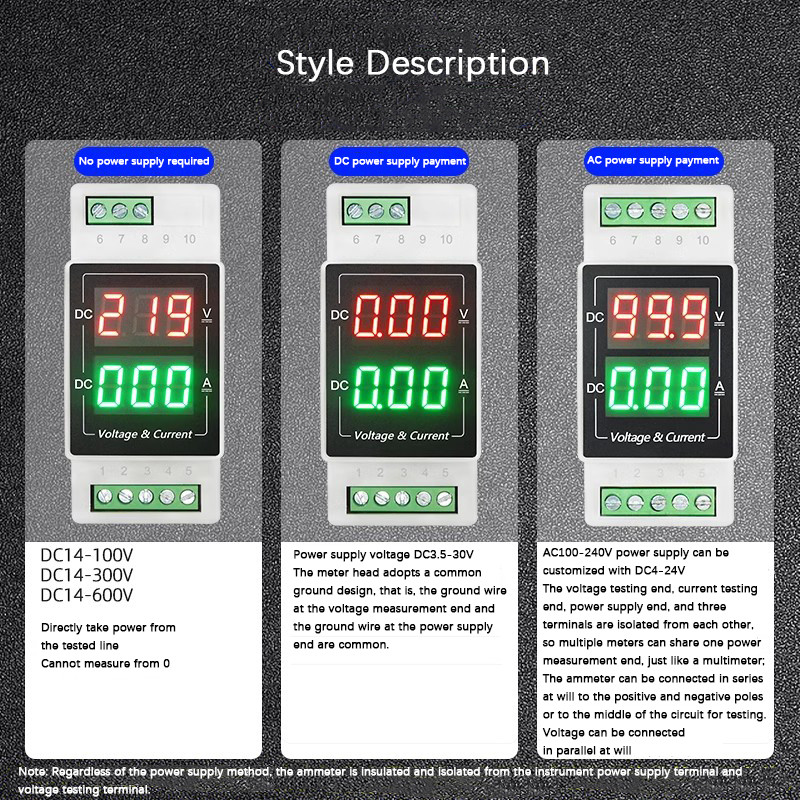 BEST SELLER Din Rail Type DC Digital Display 100V Voltmeter 20A Ammeter 50A Digital Integrated Meter