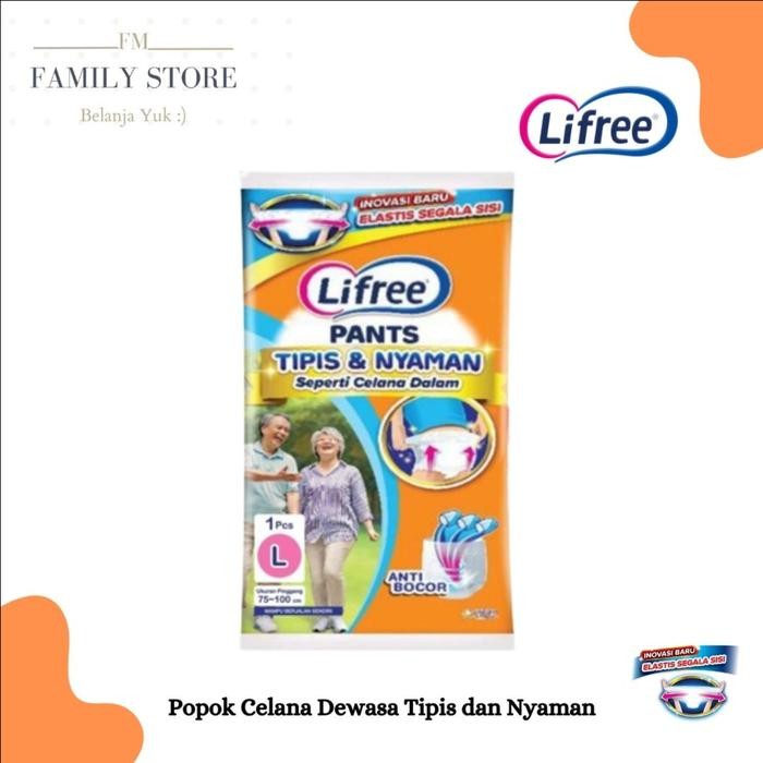 1 DUS LIFREE POPOK CELANA DEWASA SATUAN RENCENG - L 48 PCS