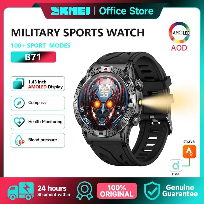 SKMEI B71 Smartwatch Olahraga & Kesehatan - Jam Tangan Pintar dengan 107 Mode Latihan, Layar AMOLED