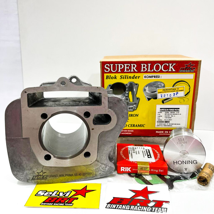 BLOK BOREUP CAST IRON PISTON BRT SUPRA FIT REVO GRAND WIN C100 LEGENDA
