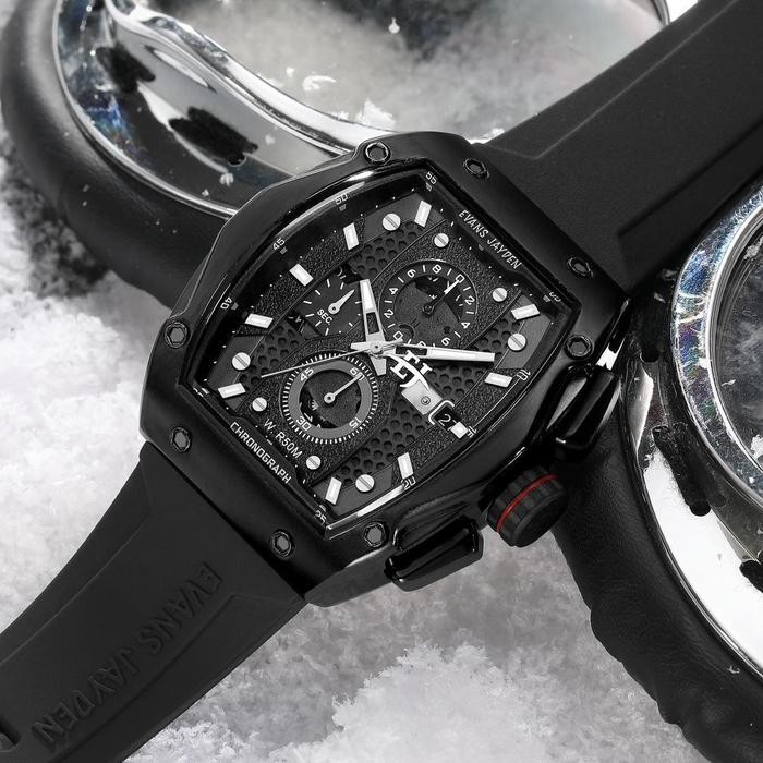 DISKON jam tangan  Evans Jayden Jam Tangan Pria 9556 Rubber Silicon Kaca Sapphire Chronograph